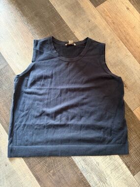 CJ Banks Navy Sleeveless Sweater Shell 1X Cotton Blend Knit